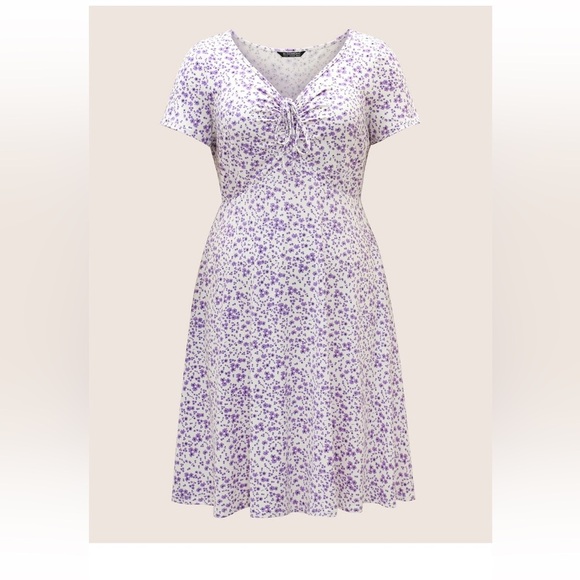 BloomChic Plus Size 2XL Ditsy Floral Elastic Waist Knot Drawstring Dress - Picture 8 of 11